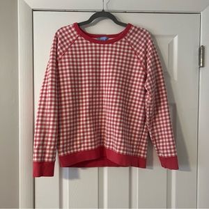 GUC Draper James Gingham Sweatshirt Pink Sz L